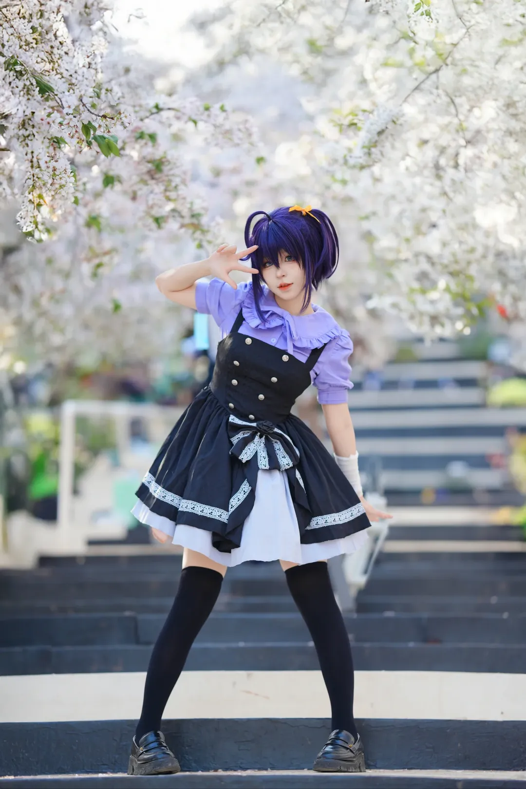 二次元撮影, 黒ストッキング, 成都での撮影依頼, 六花 コスプレ, 桜のロケ撮 - 12枚目