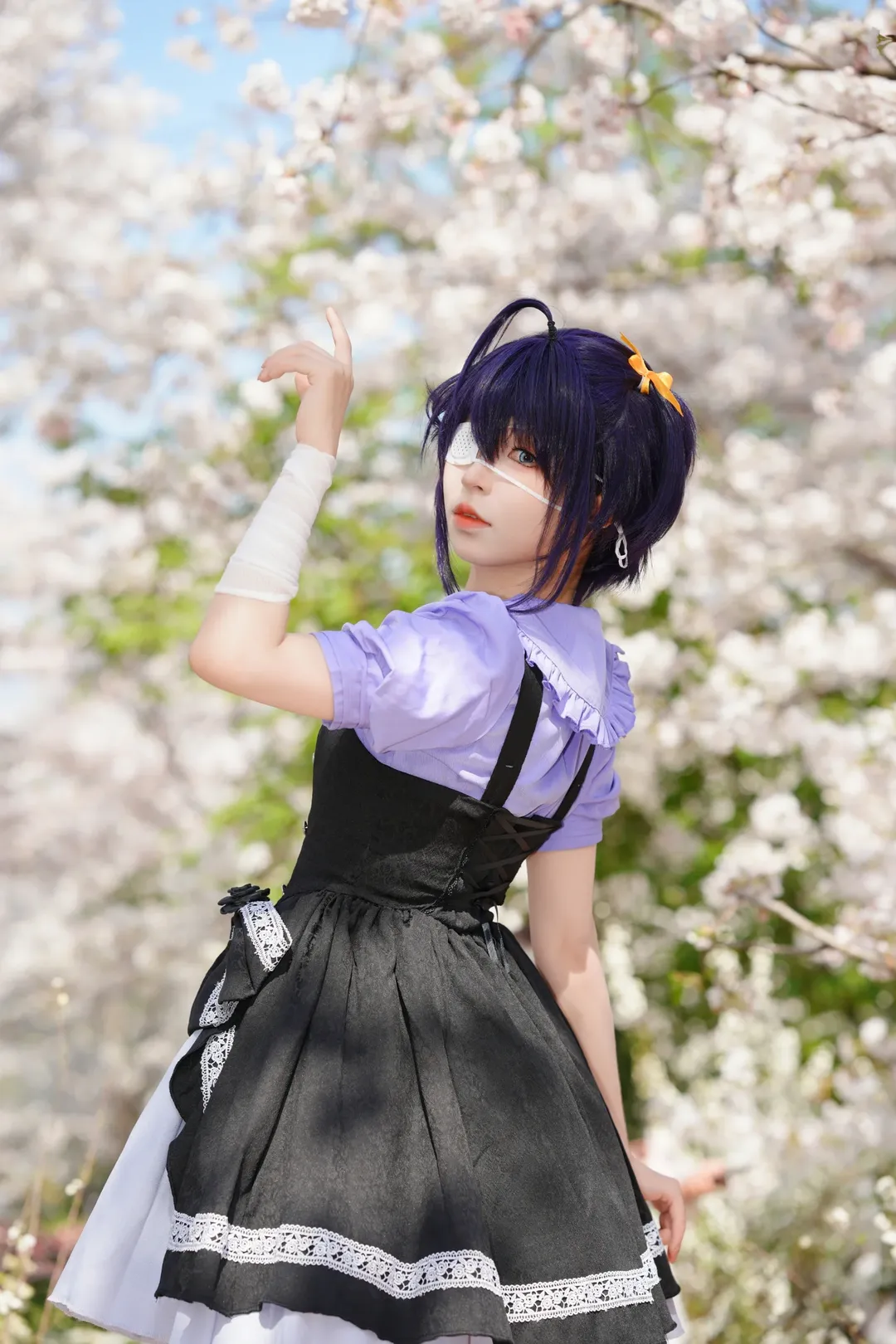 二次元撮影, 黒ストッキング, 成都での撮影依頼, 六花 コスプレ, 桜のロケ撮 - 2枚目