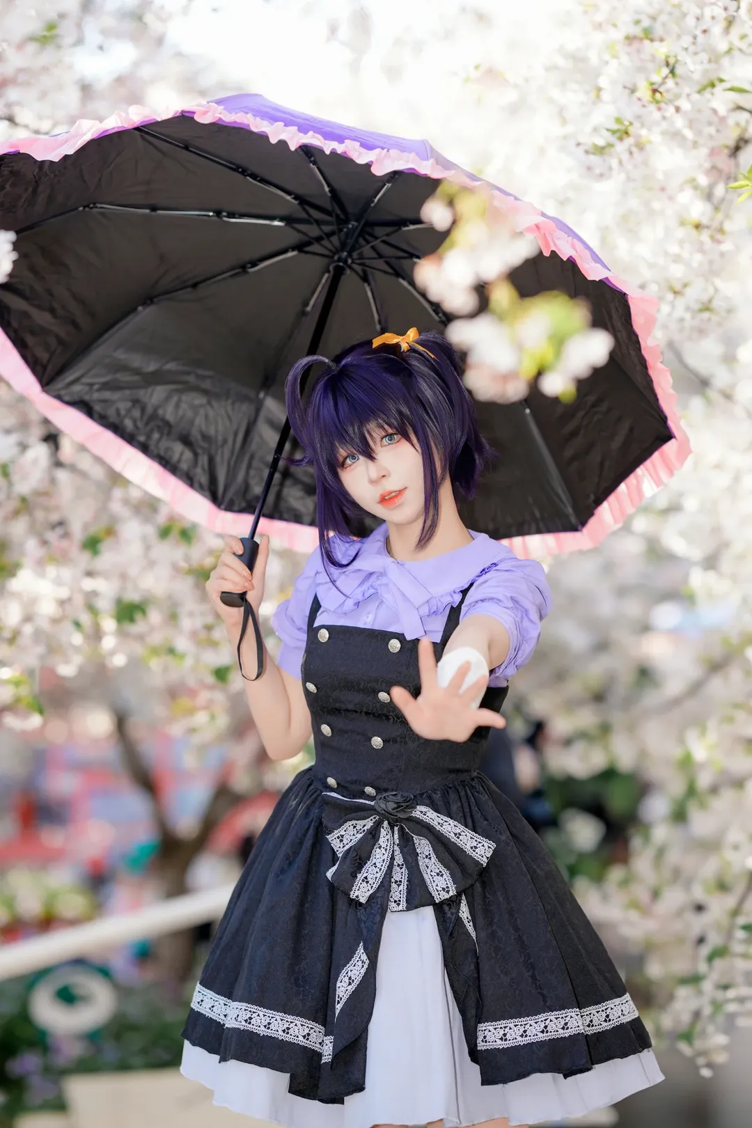 二次元撮影, 黒ストッキング, 成都での撮影依頼, 六花 コスプレ, 桜のロケ撮 - 5枚目