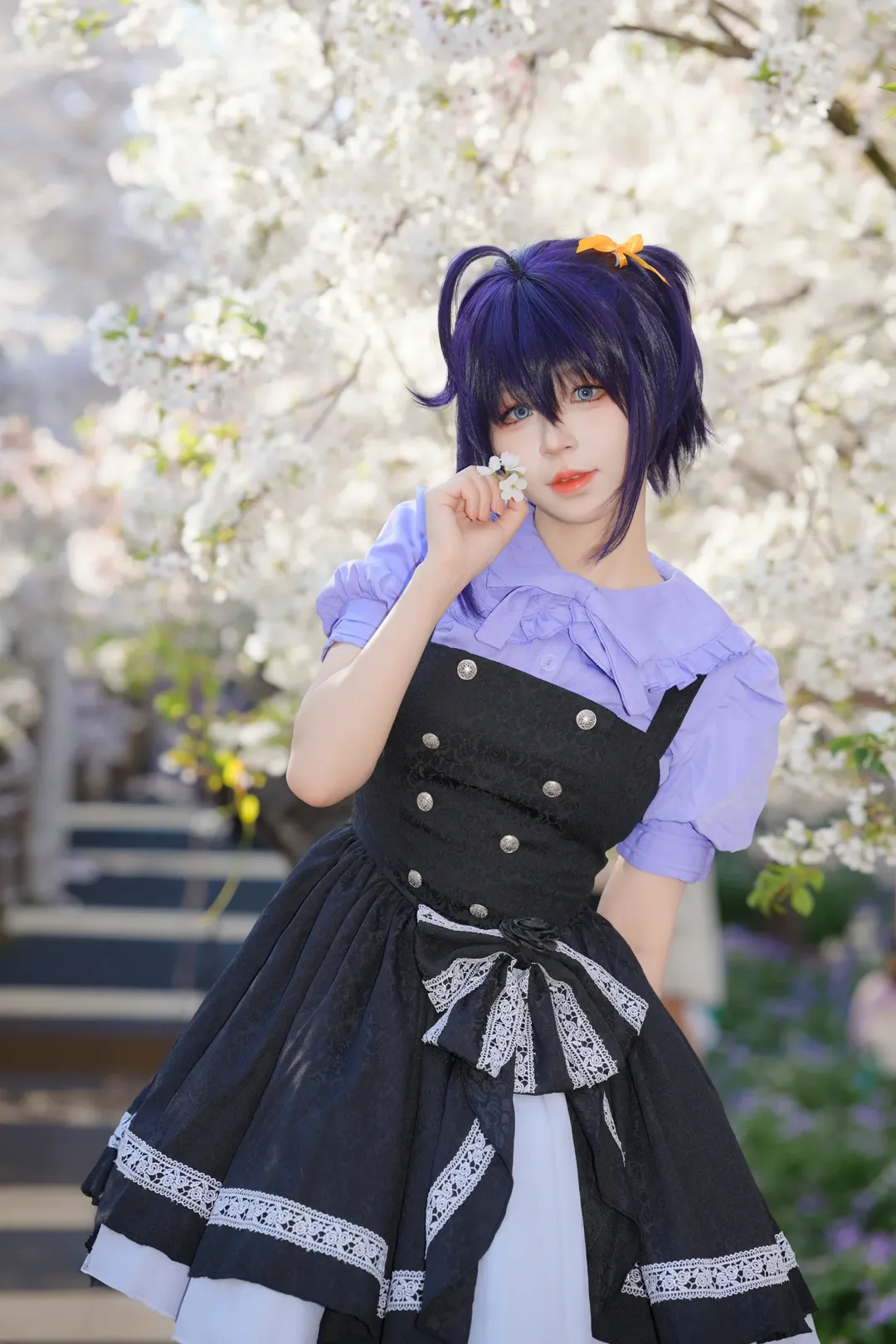 二次元撮影, 黒ストッキング, 成都での撮影依頼, 六花 コスプレ, 桜のロケ撮 - 8枚目