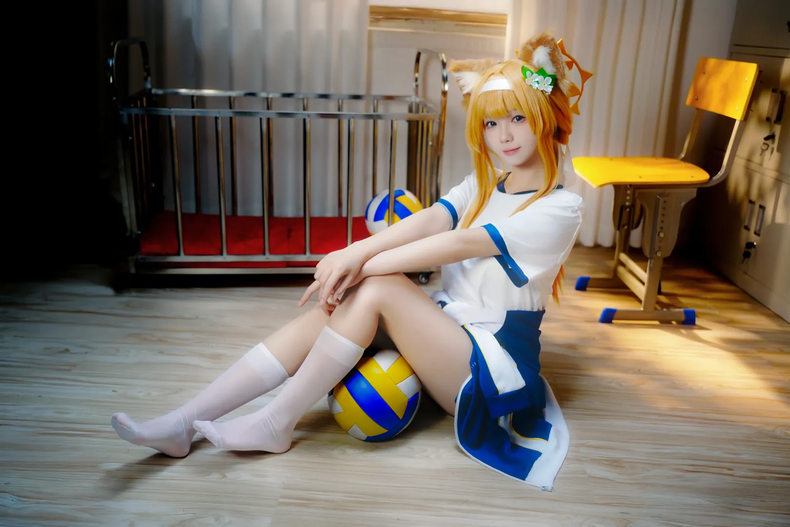 二次元撮影, ブルーアーカイブ, マリーコスプレ, 白タイツコスプレ, 体操着のコスプレ写真 - 10枚目