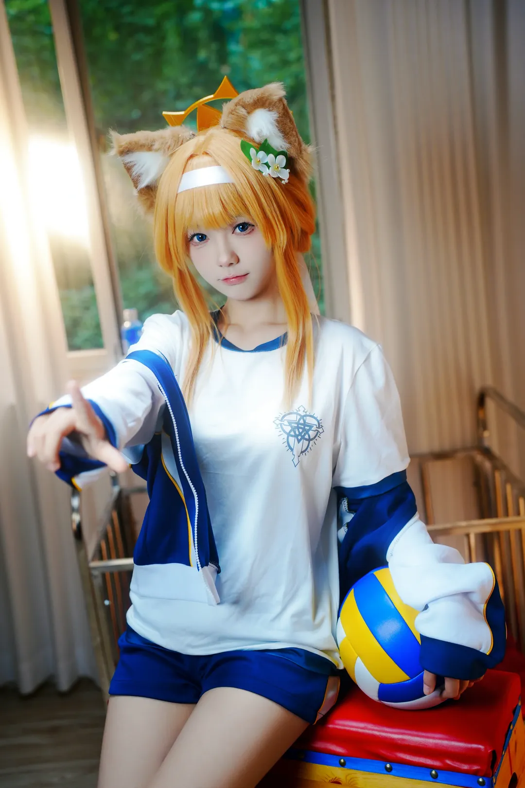 二次元撮影, ブルーアーカイブ, マリーコスプレ, 白タイツコスプレ, 体操着のコスプレ写真 - 11枚目
