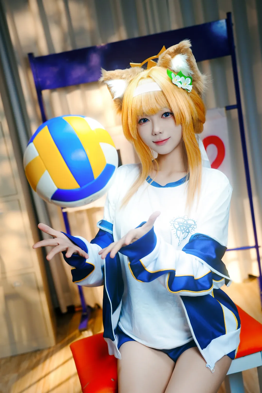 二次元撮影, ブルーアーカイブ, マリーコスプレ, 白タイツコスプレ, 体操着のコスプレ写真 - 12枚目
