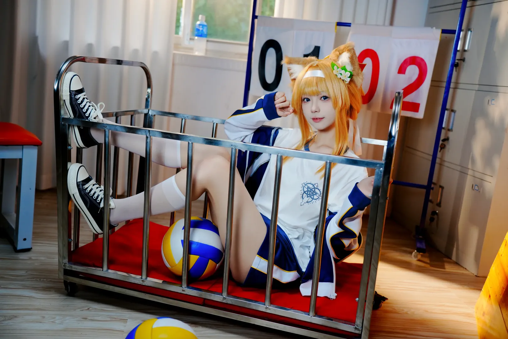二次元撮影, ブルーアーカイブ, マリーコスプレ, 白タイツコスプレ, 体操着のコスプレ写真 - 9枚目