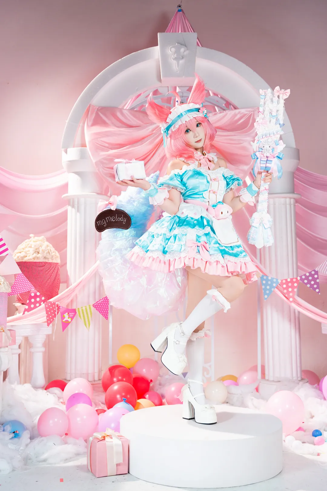 二次元摄影, cos正片, 王者荣耀, 白丝, 妲己美乐蒂cos - 第9张