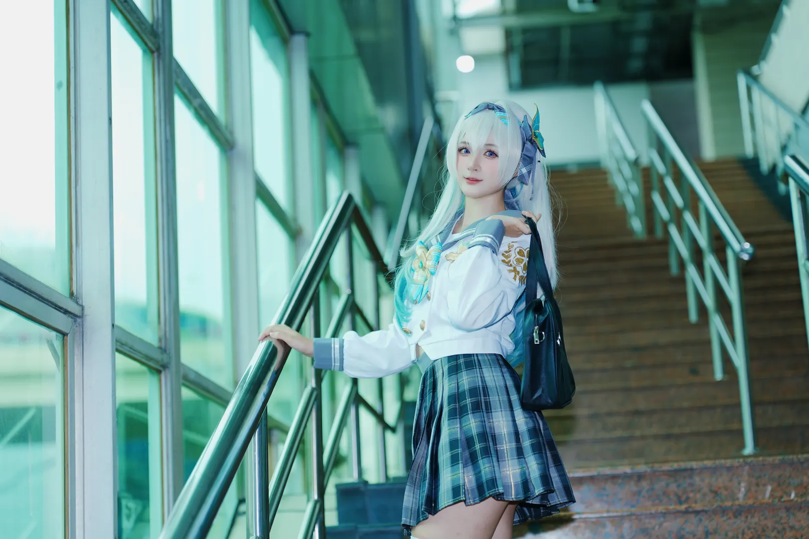崩壞星穹鐵道, 流螢cos, 二次元cosplay, 校園風穿搭, 白絲過膝襪 - 第2張