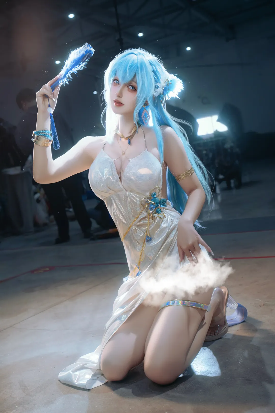 Goddess of Victory: Nikke, Convention photography, Helen cosplay, White formal dress, Cosplay event photos