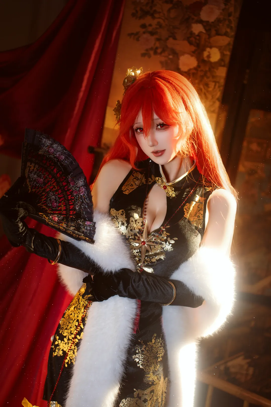 鸣潮, 国风cosplay, 红发cos, 鸣潮奥古斯塔cos, 稻香村联动