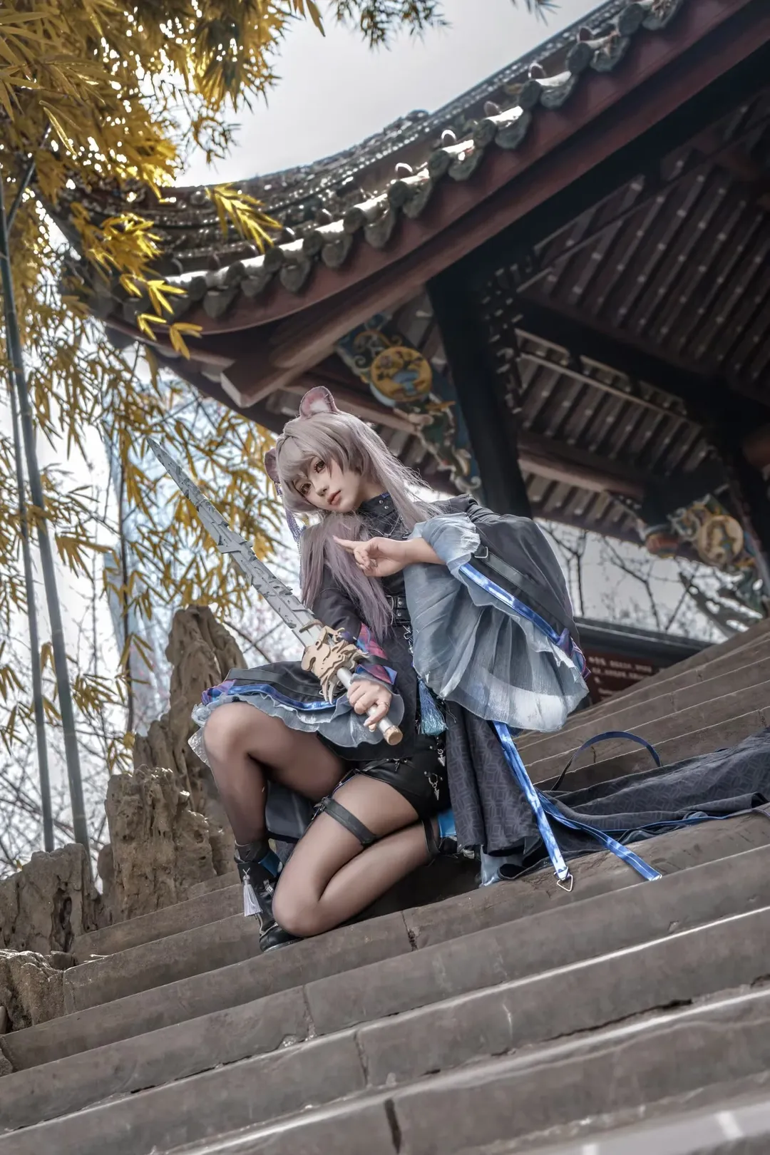 国风cosplay, 雪女高渐离cos, 剑网3, 中华风lolita, 竹林人像