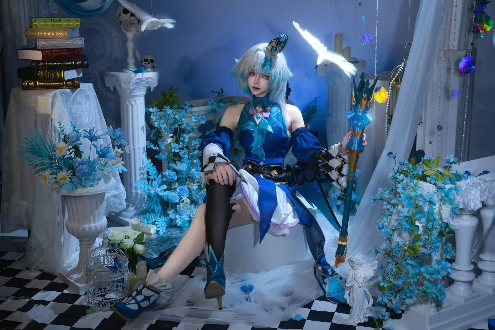 蓝白配色, 棚拍分享, 奇幻风cosplay, 冷色调摄影, 道具布景 - 第2张