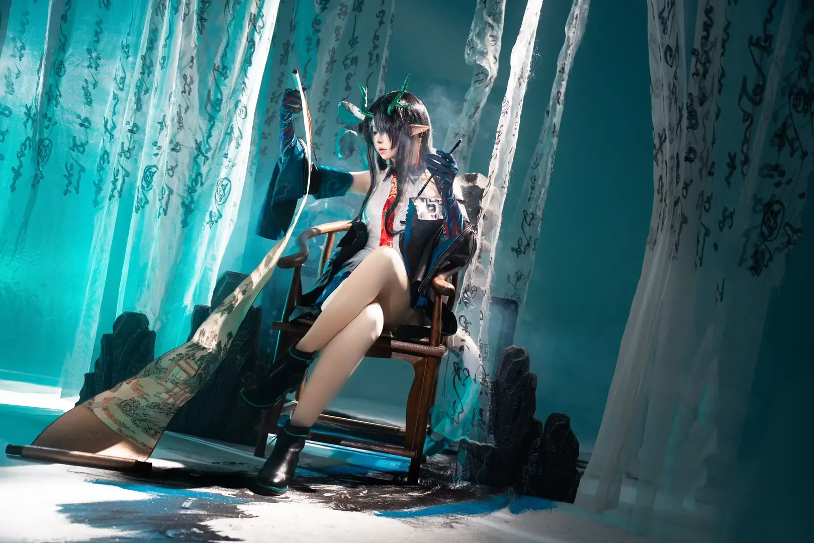 Tingyun cosplay, Chinese-style cosplay, Ancient style photoshoot, Ink wash elements, Eastern fantasy - Image 2