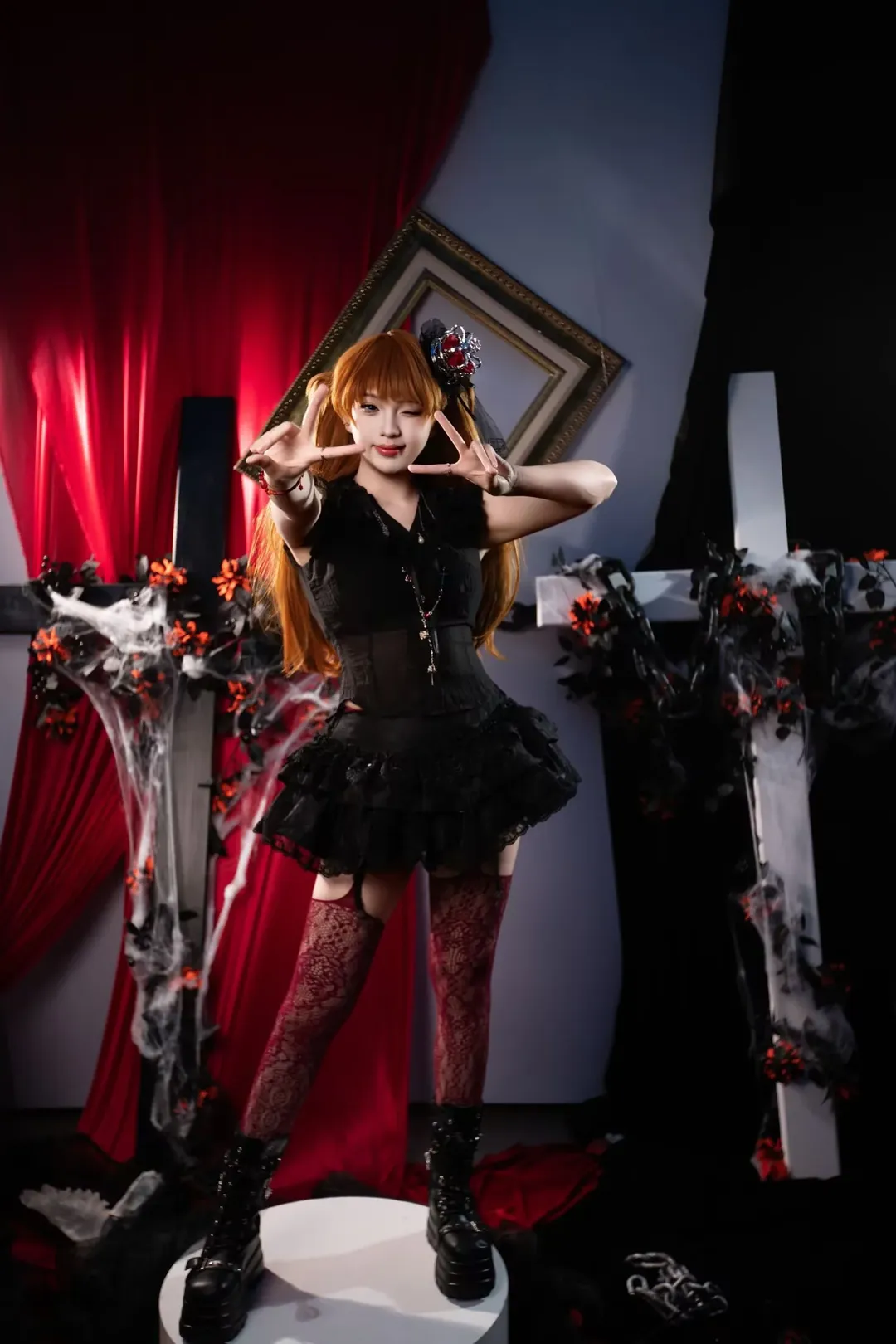 Anime-style photography, Neon Genesis Evangelion, Dark Gothic style, Cosplay daily life, Dark Flame Master cosplay - Image 3