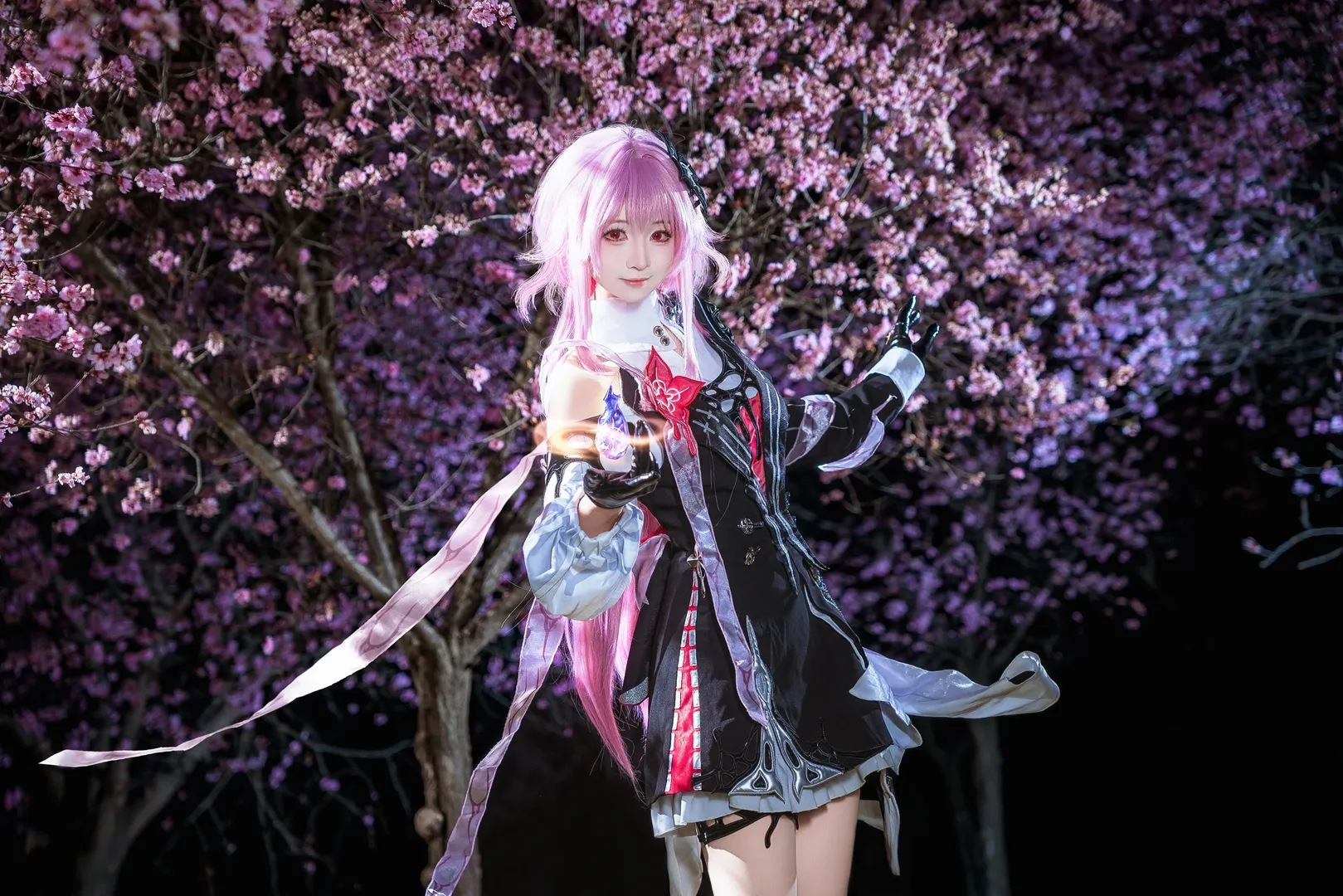 崩坏星穹铁道, 二次元cosplay, 长夜月cos, 夜景人像, 粉发角色