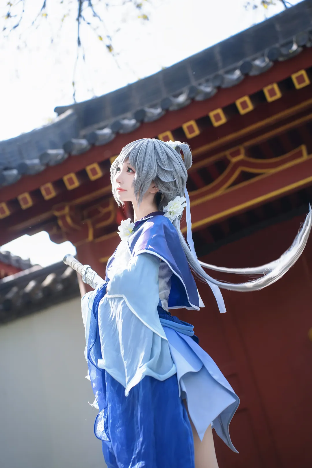Outdoor photography, Traditional style cosplay, Luo Tianyi cosplay, Luoshui Tianyi, Swordsman
