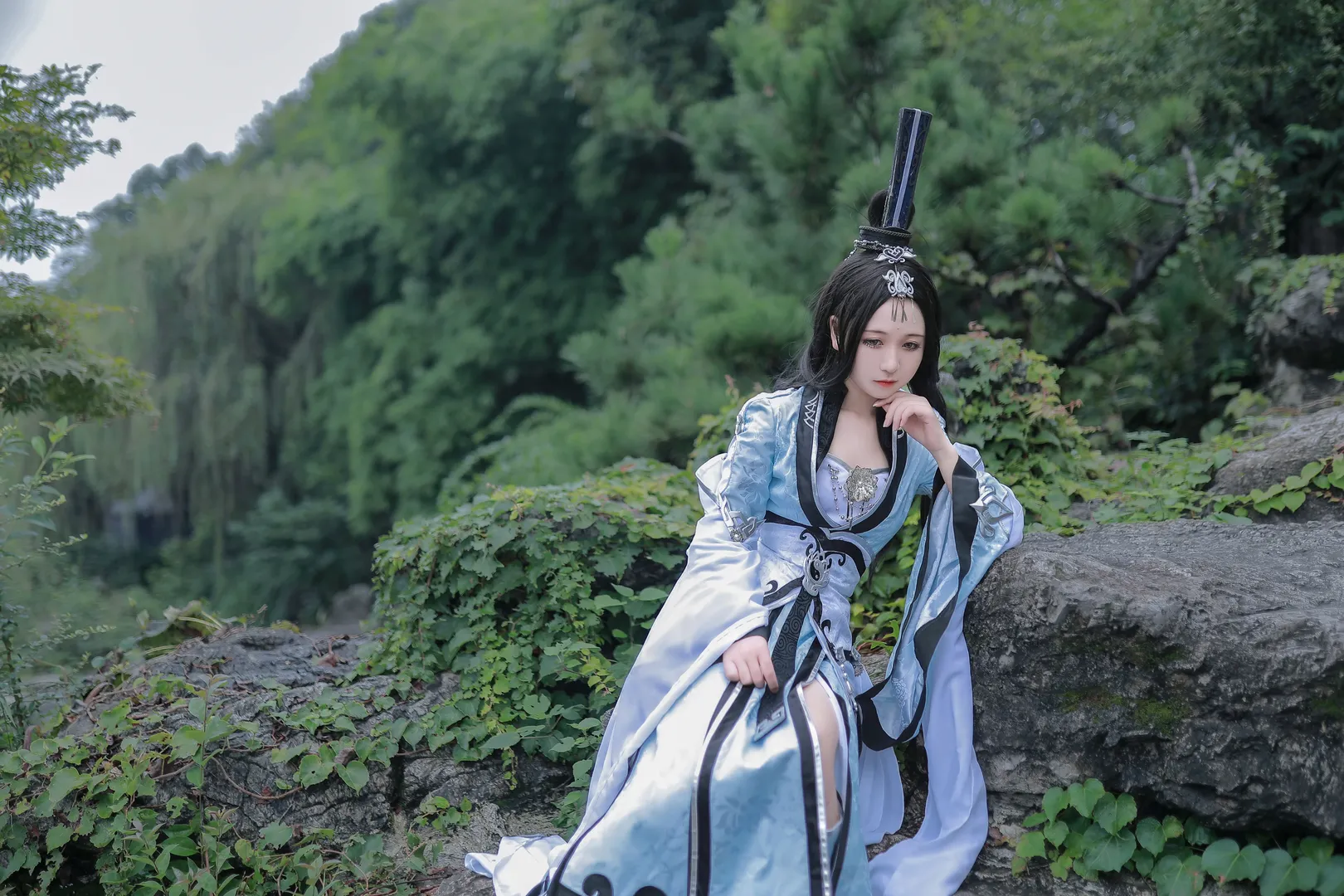 Traditional style cosplay, Chunyang cosplay, JX3 Online, Pojun female Taoist cosplay, Xianxia location shoot