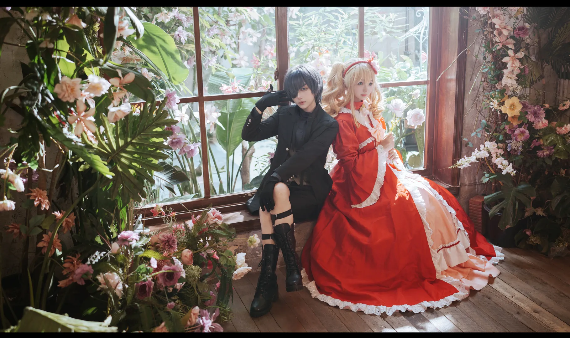 Vintage style, Black Butler, Ciel cosplay, Elizabeth cosplay, Botanical garden photography - Image 4