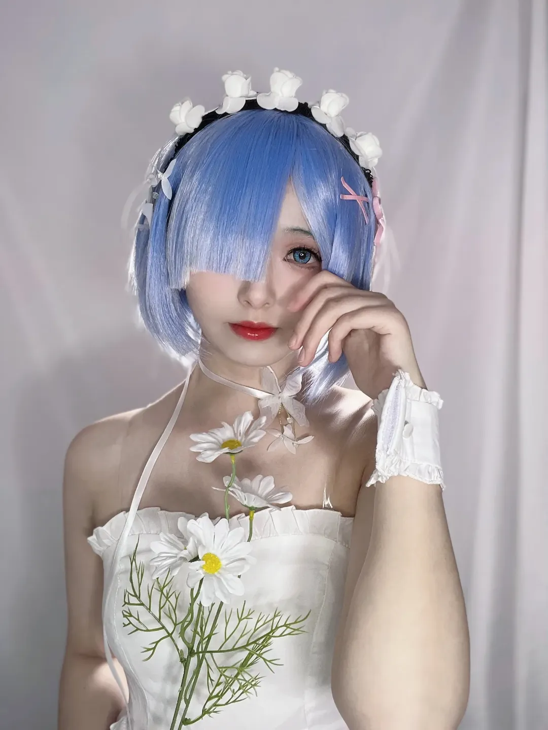 从零开始的异世界生活, 蕾姆cos, 二次元cos, 白色洋装, 蓝发角色 - 第8张