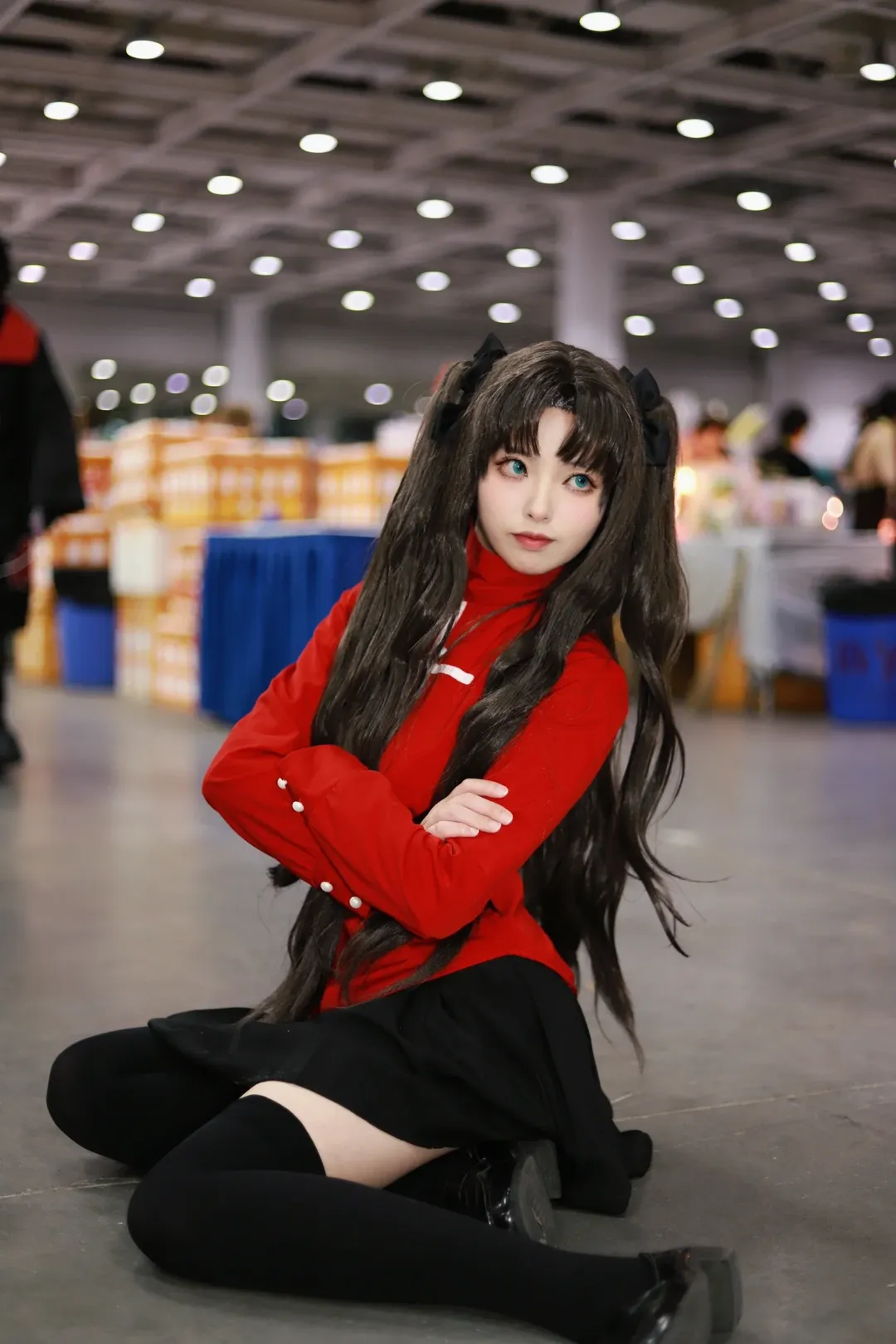 Fate/Grand Order, アニメイベント, 遠坂凛 コスプレ, 黒ストッキング, コスプレ会場写真