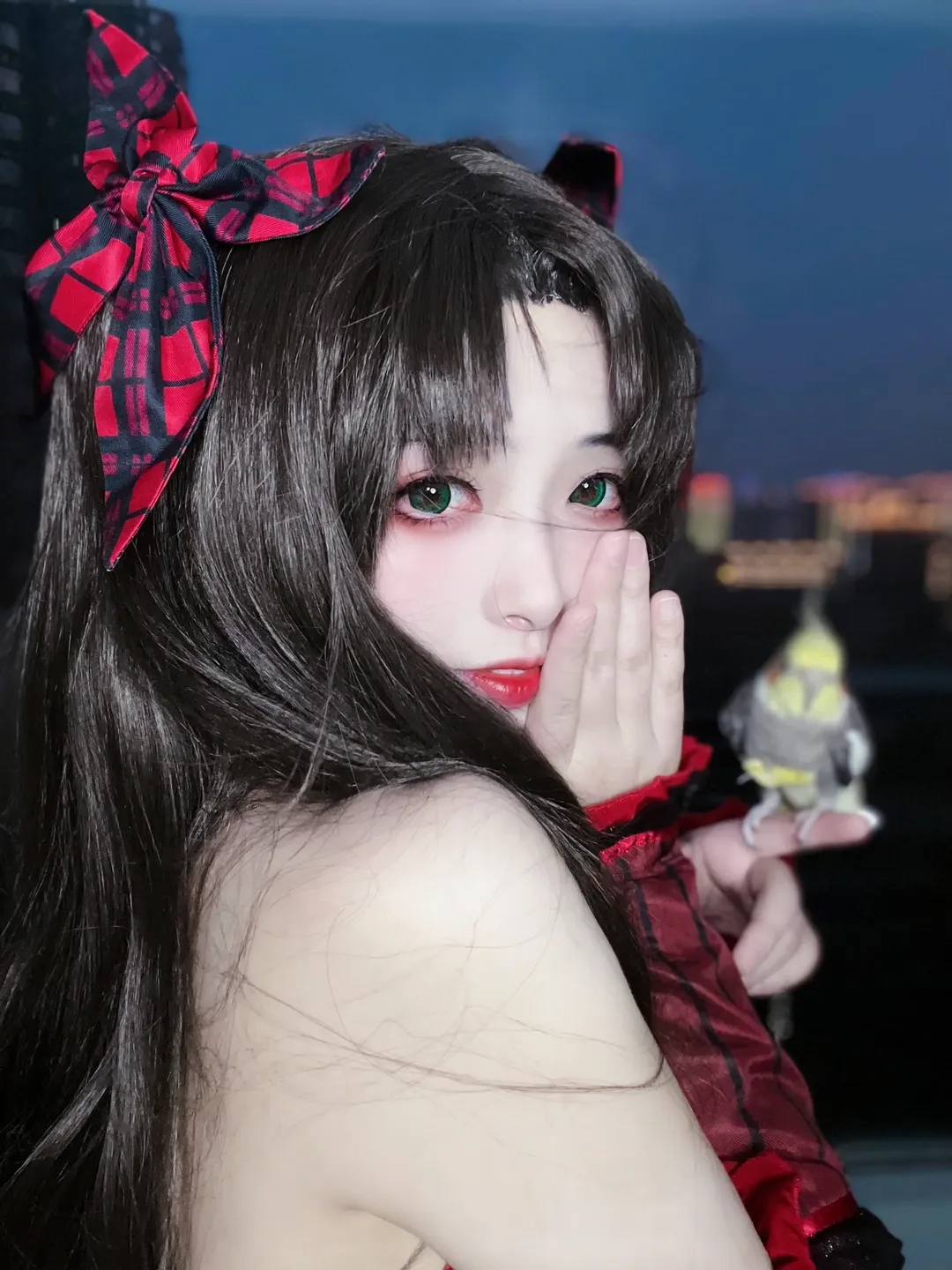 Fate/Grand Order, 遠坂凛 コスプレ, 夜景ポートレート, 赤黒ゴシック, 月の女王 - 3枚目