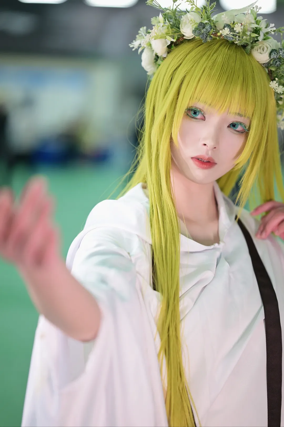 Fate/Grand Order, 漫展场照, 恩奇都cos, 绿发花环, 神明系Cosplay - 第2张