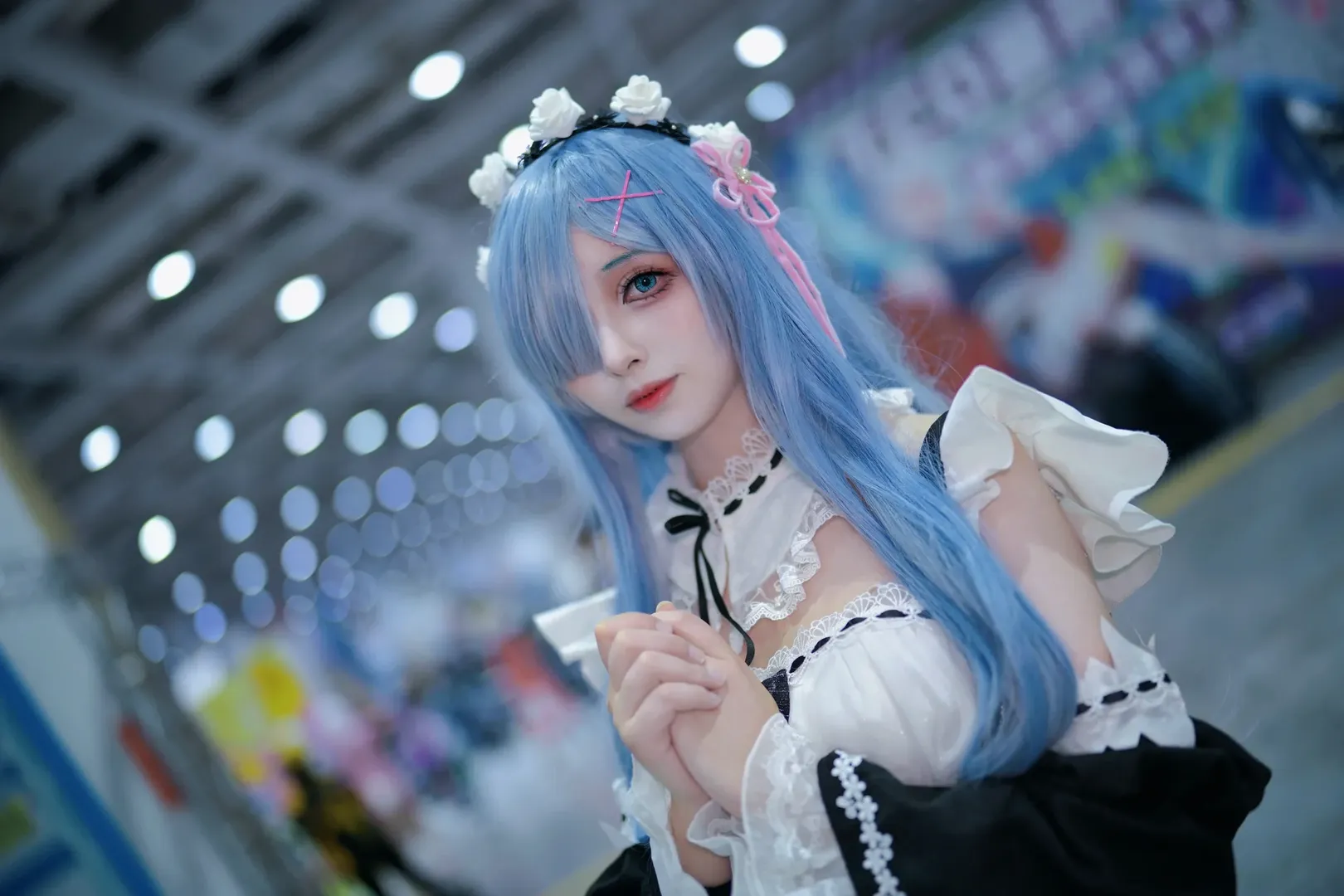 从零开始的异世界生活, 漫展场照, 蕾姆cos, cosplay摄影, 白丝连裤袜 - 第2张