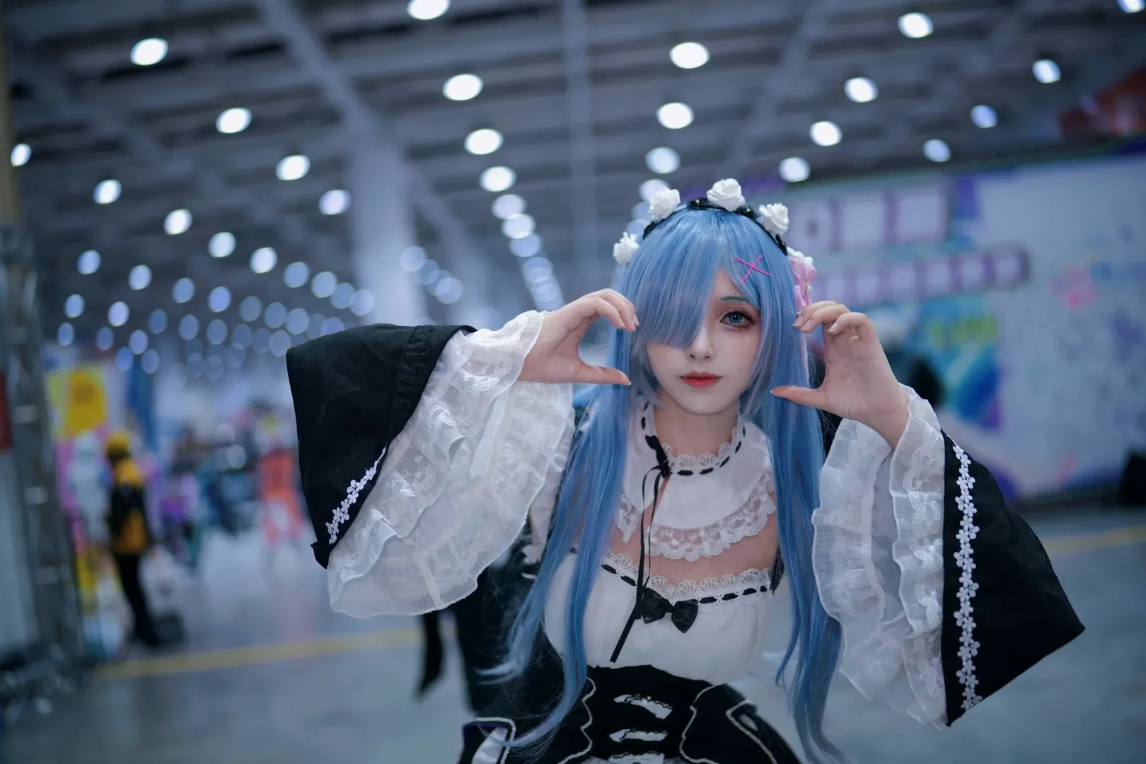从零开始的异世界生活, 漫展场照, 蕾姆cos, cosplay摄影, 白丝连裤袜 - 第3张