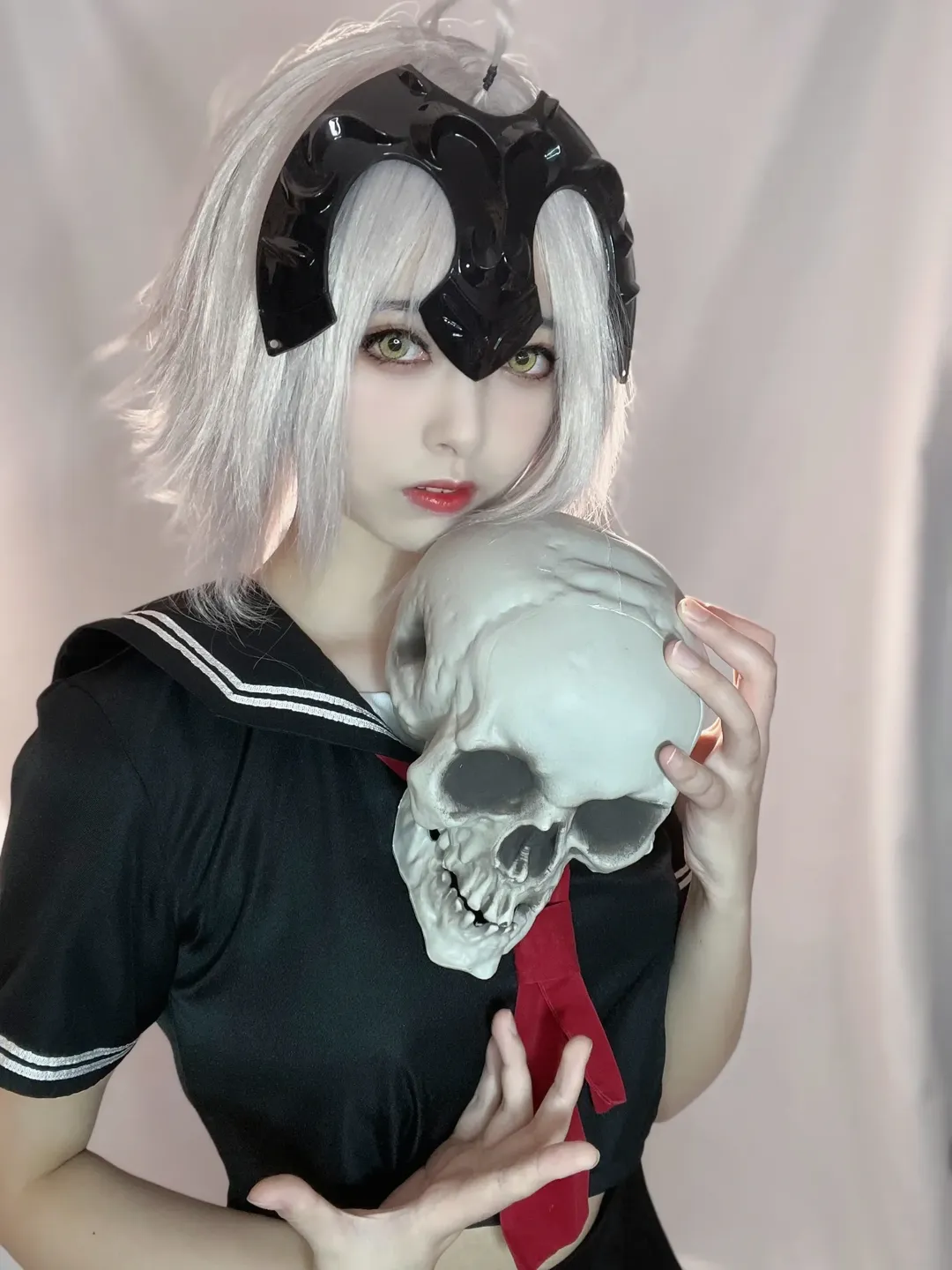 Fate/Grand Order, 黑贞德cos, 水手服cosplay, 暗黑系cosplay, 彼岸花道具