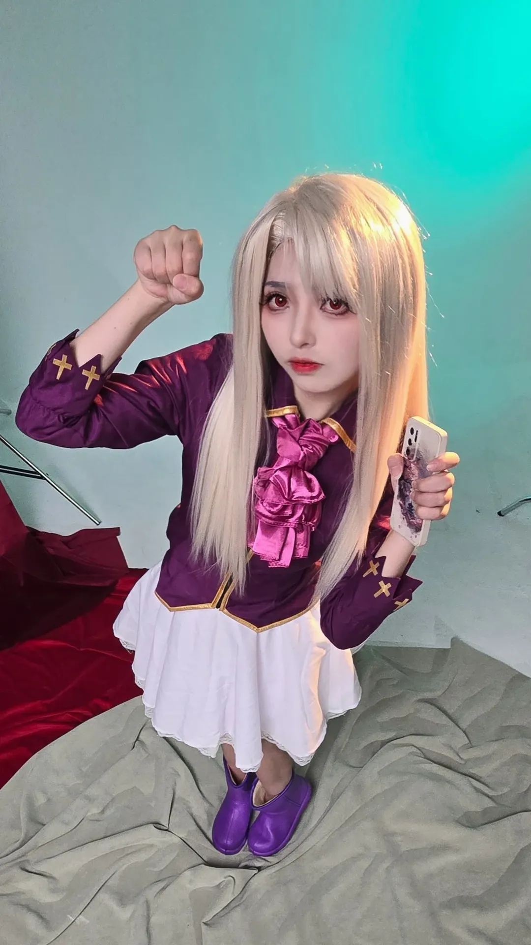 cosplay, fate, 伊莉雅cos, 紫衣白裙, 小猫视角