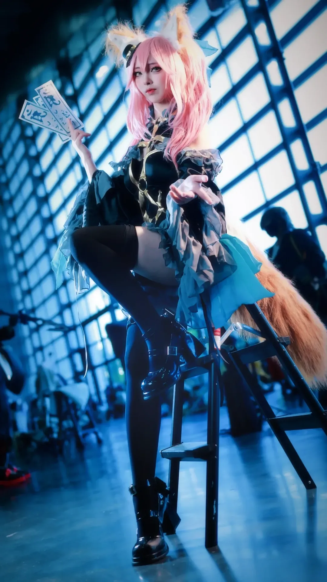 Fate/Grand Order, Anime convention, Black stockings, Animal ears, Tamamo no Mae cosplay