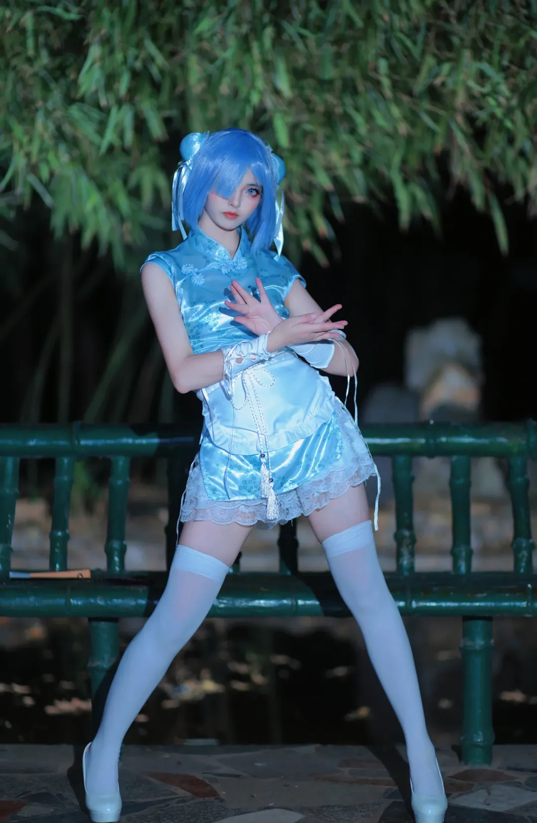 从零开始的异世界生活, 白丝, 雷姆cos, 私设cosplay, 蓝色旗袍 - 第2张