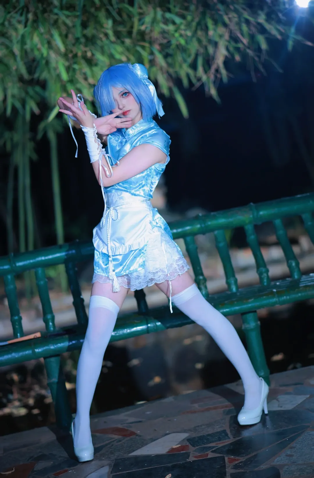 从零开始的异世界生活, 白丝, 雷姆cos, 私设cosplay, 蓝色旗袍 - 第3张