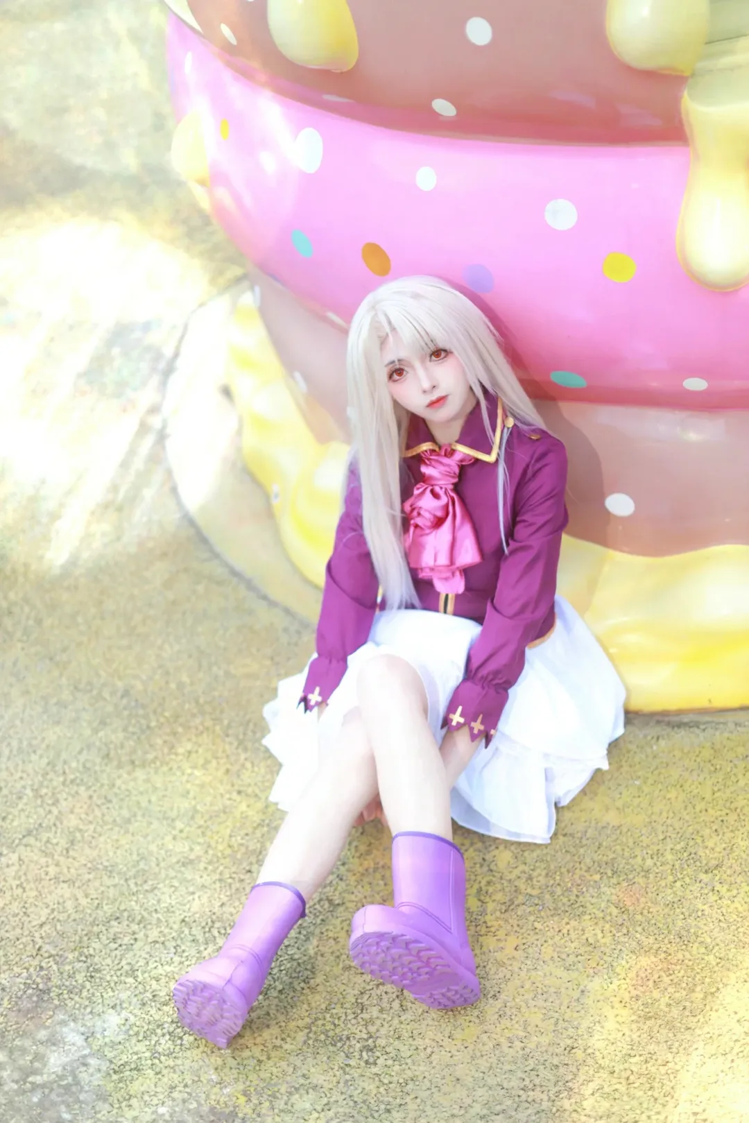 cosplay, fate, 银发红瞳, 伊莉雅爱因兹贝伦cos, 粉色波点
