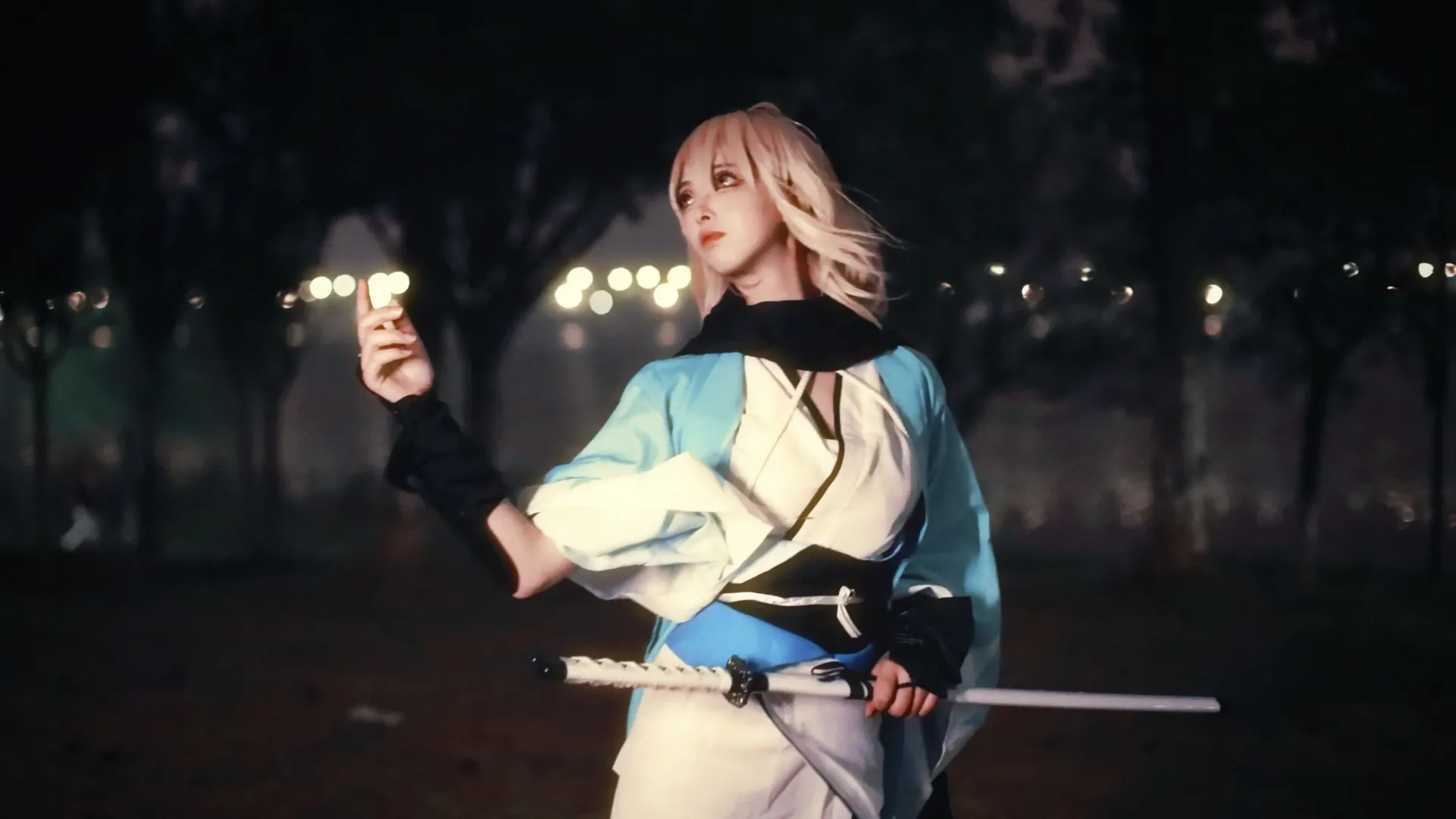 cosplay, Fate/Grand Order, 冲田总司cos, 夜景摄影, 武士刀 - 第3张