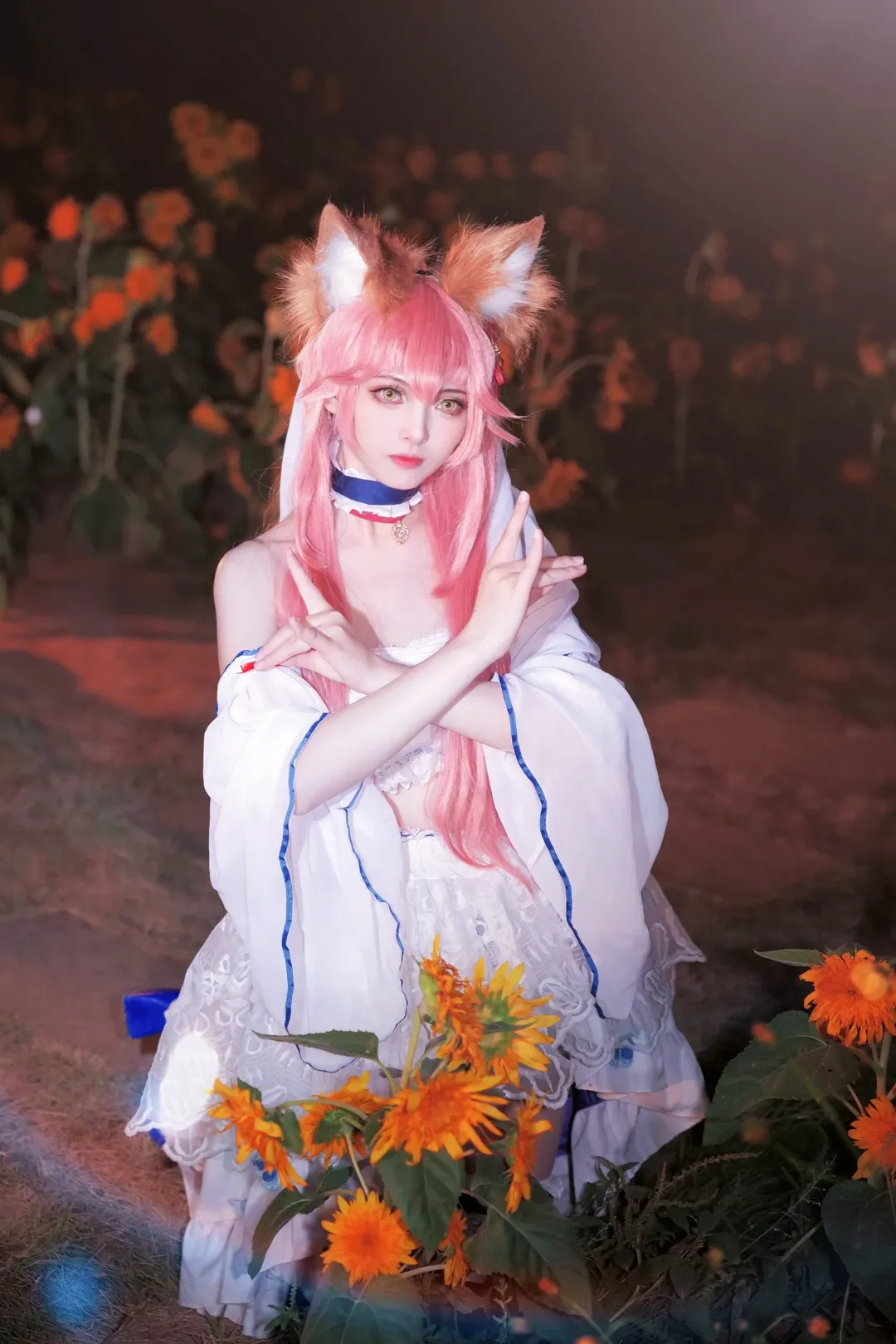 Fate/Grand Order, 白丝, 夜景人像, 玉藻前cos, 向日葵 - 第8张