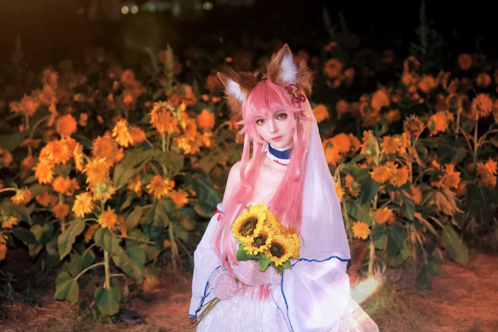 Fate/Grand Order, 白丝, 夜景人像, 玉藻前cos, 向日葵 - 第9张