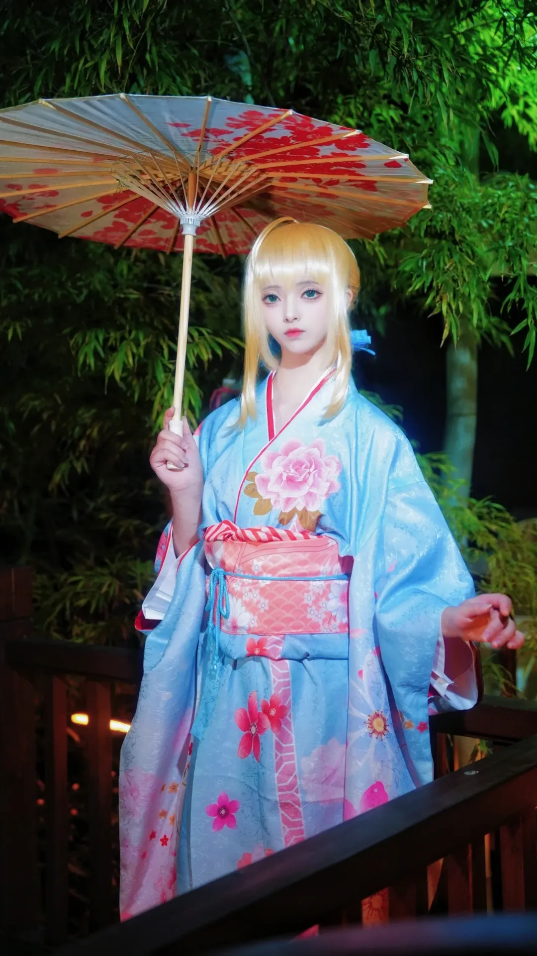 cosplay, Fate/Grand Order, 阿尔托莉雅cos, 和服, 夜景人像