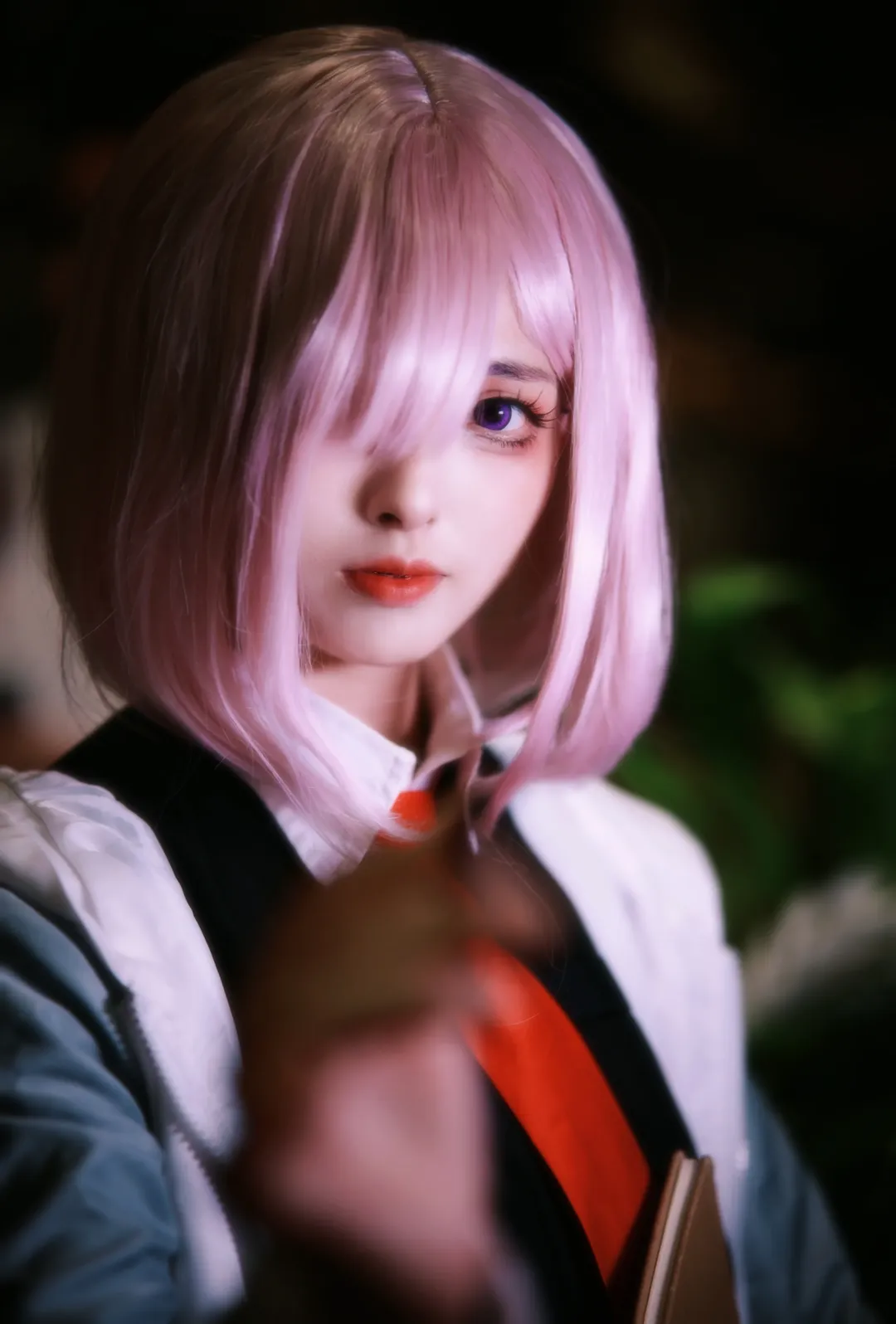 二次元cosplay, 粉发, 玛修cos, fate fgo, 紫瞳