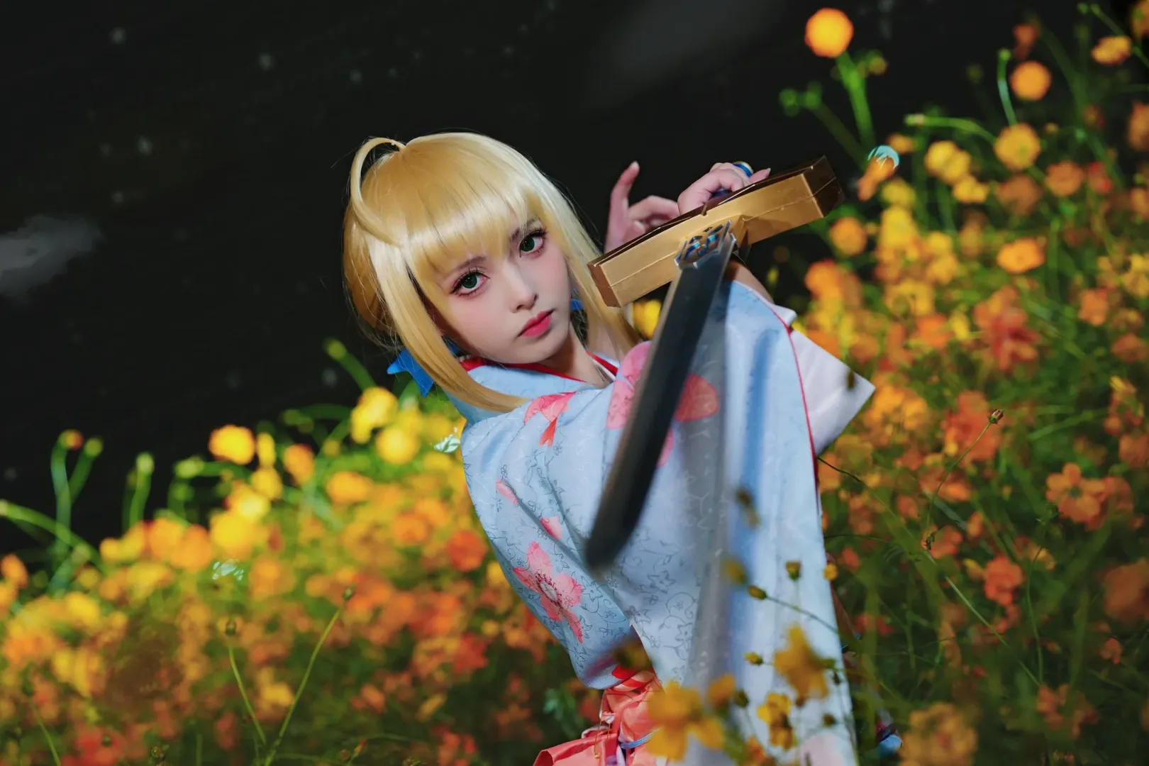 cosplay, Fate/Grand Order, Altria cosplay, Night photography, Kimono cosplay - Image 1