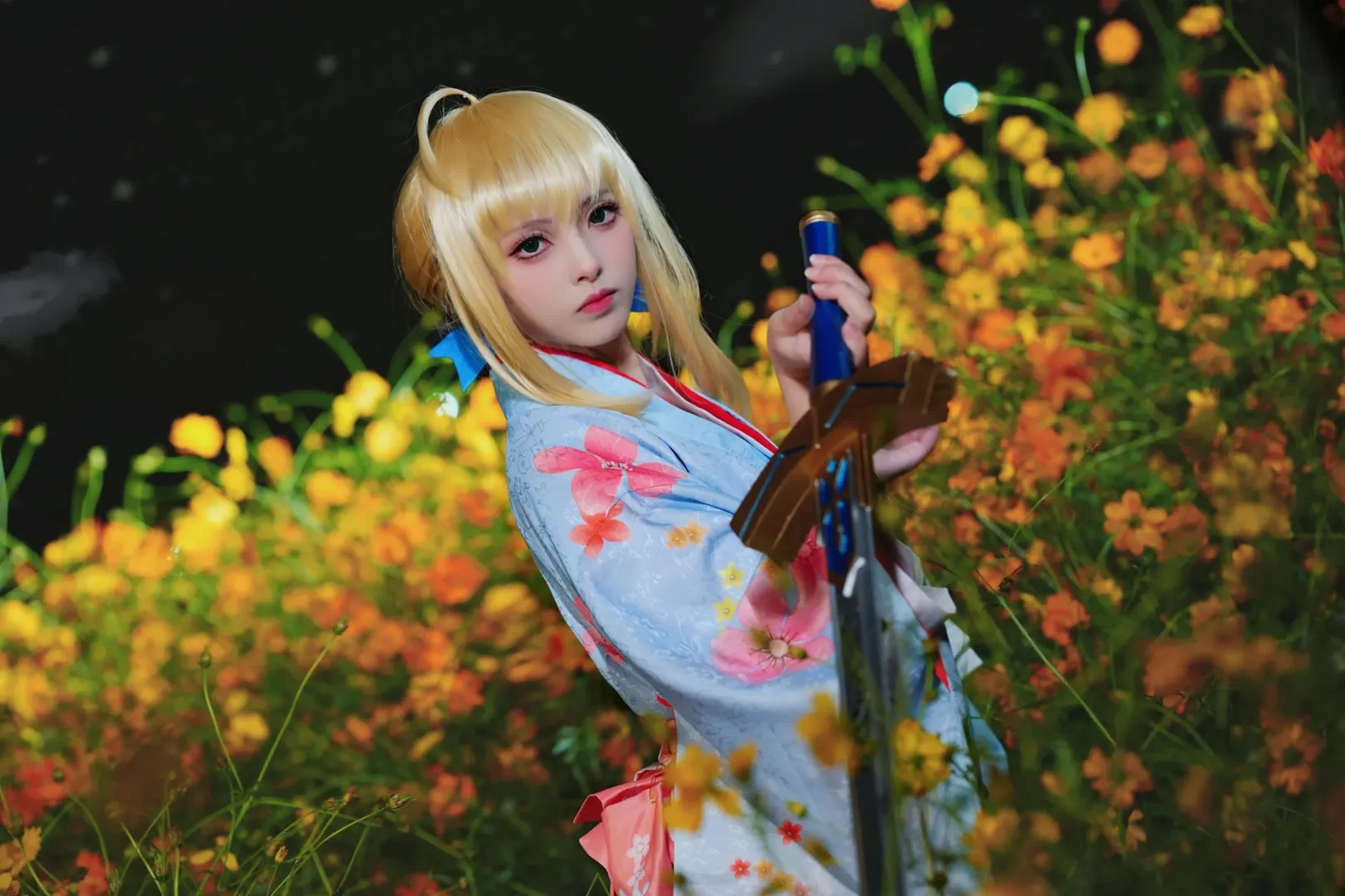 cosplay, Fate/Grand Order, Altria cosplay, Night photography, Kimono cosplay - Image 3