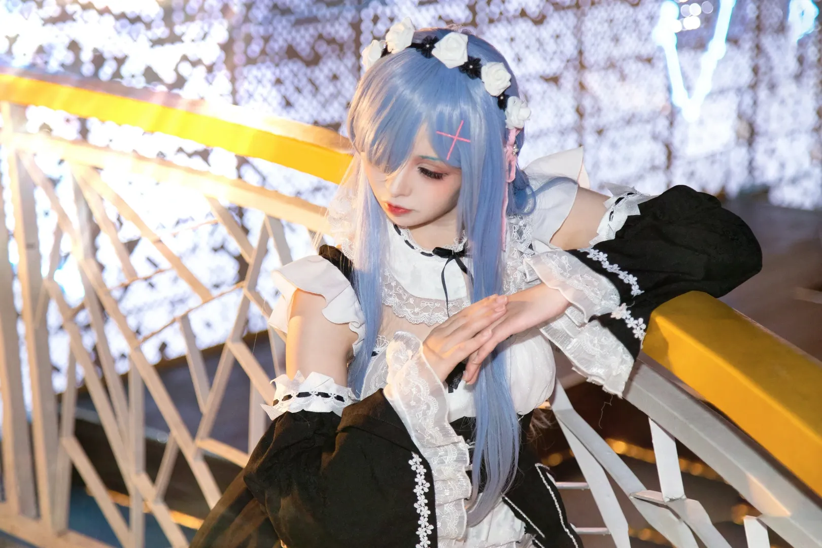 メイド服, Re:ゼロから始める異世界生活, 白ストッキング, コスプレ撮影, レム コスプレ - 2枚目
