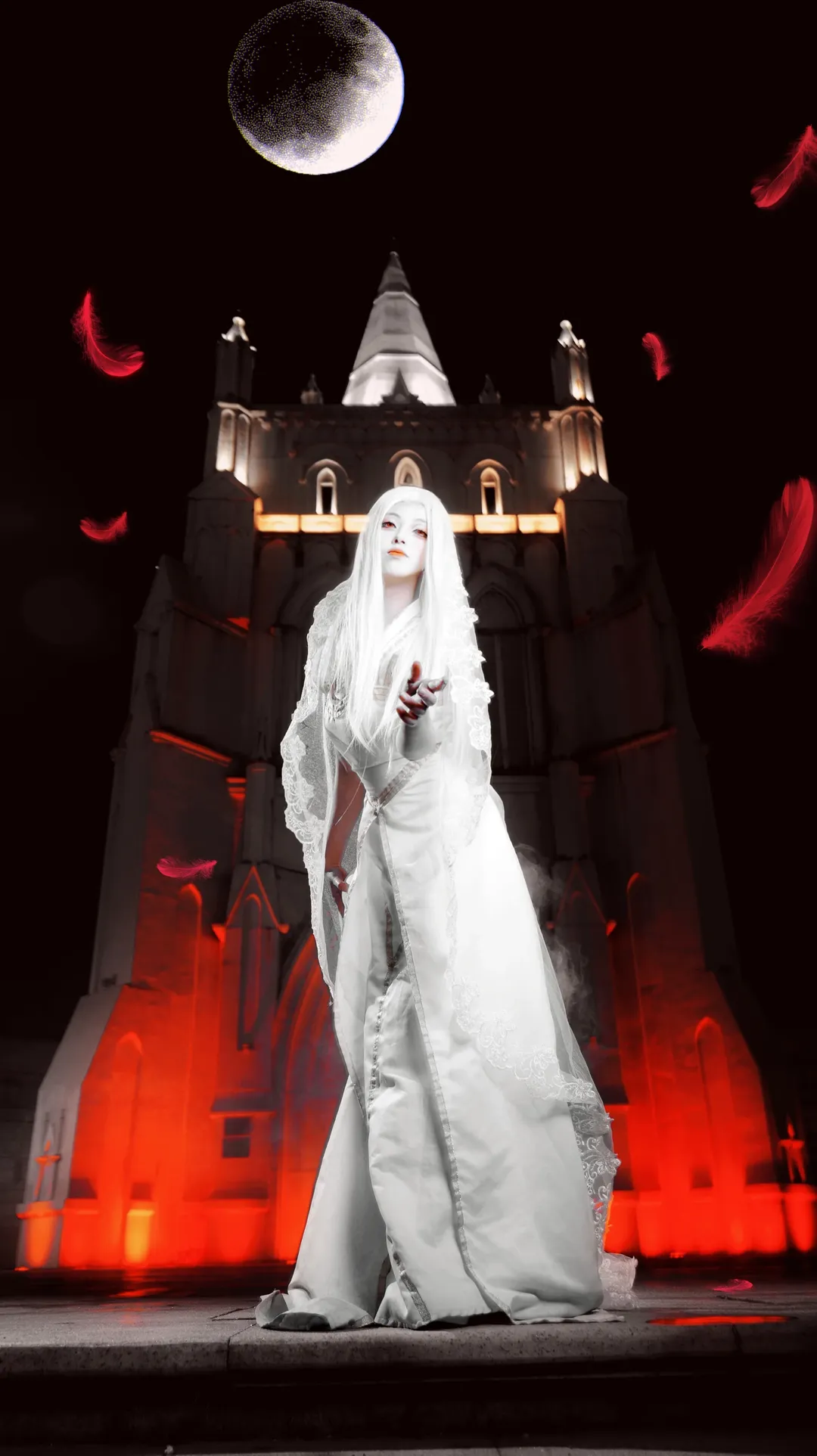 Fate/Grand Order, 暗黑哥特风, 夜景外景, 爱丽丝菲尔cos, 红眼妆