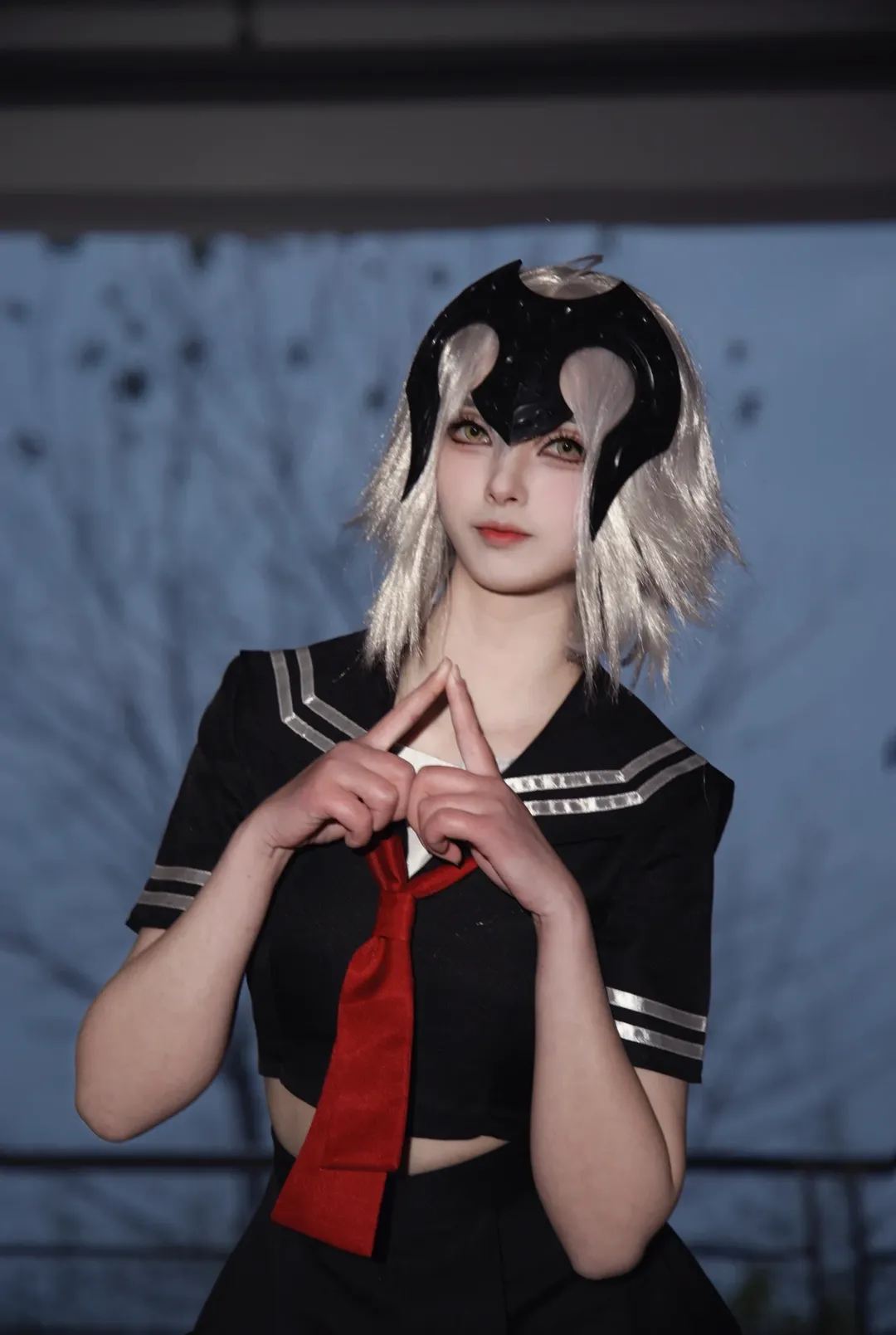 户外写真, FGO, 黑贞德cos, 水手服, 黑丝 - 第2张