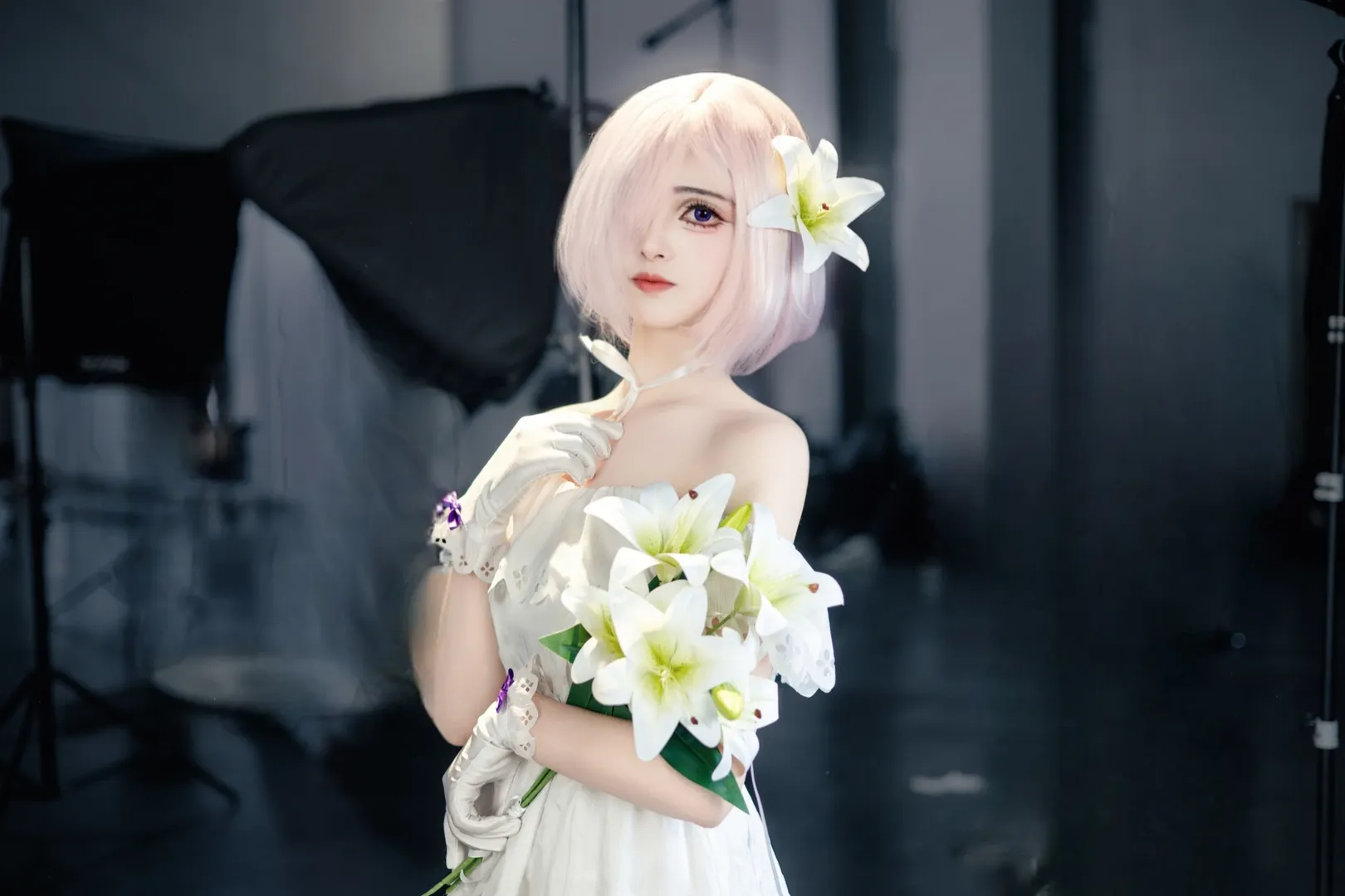 Fate/Grand Order, コスプレ撮影, アニメイベントのコスプレ, マシュコスプレ, 白百合風スタイリング - 4枚目
