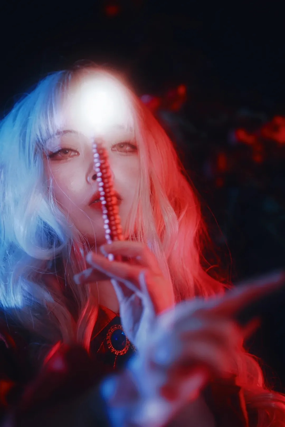 Fate/Grand Order, cosplay摄影, 卡莲cos, 红蓝光影, 暗黑修女