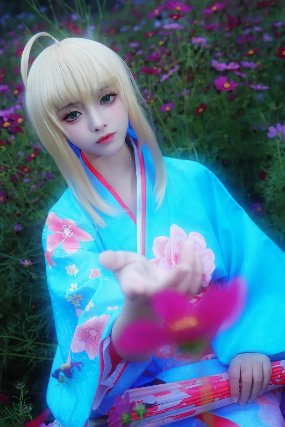 唯美摄影, Fate/Grand Order, 阿尔托莉雅cos, 花海, 和服 - 第1张