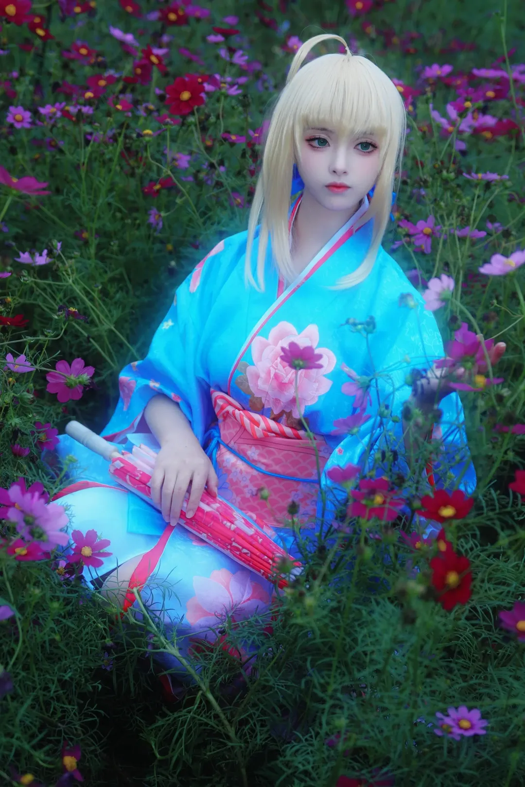 唯美摄影, Fate/Grand Order, 阿尔托莉雅cos, 花海, 和服 - 第4张