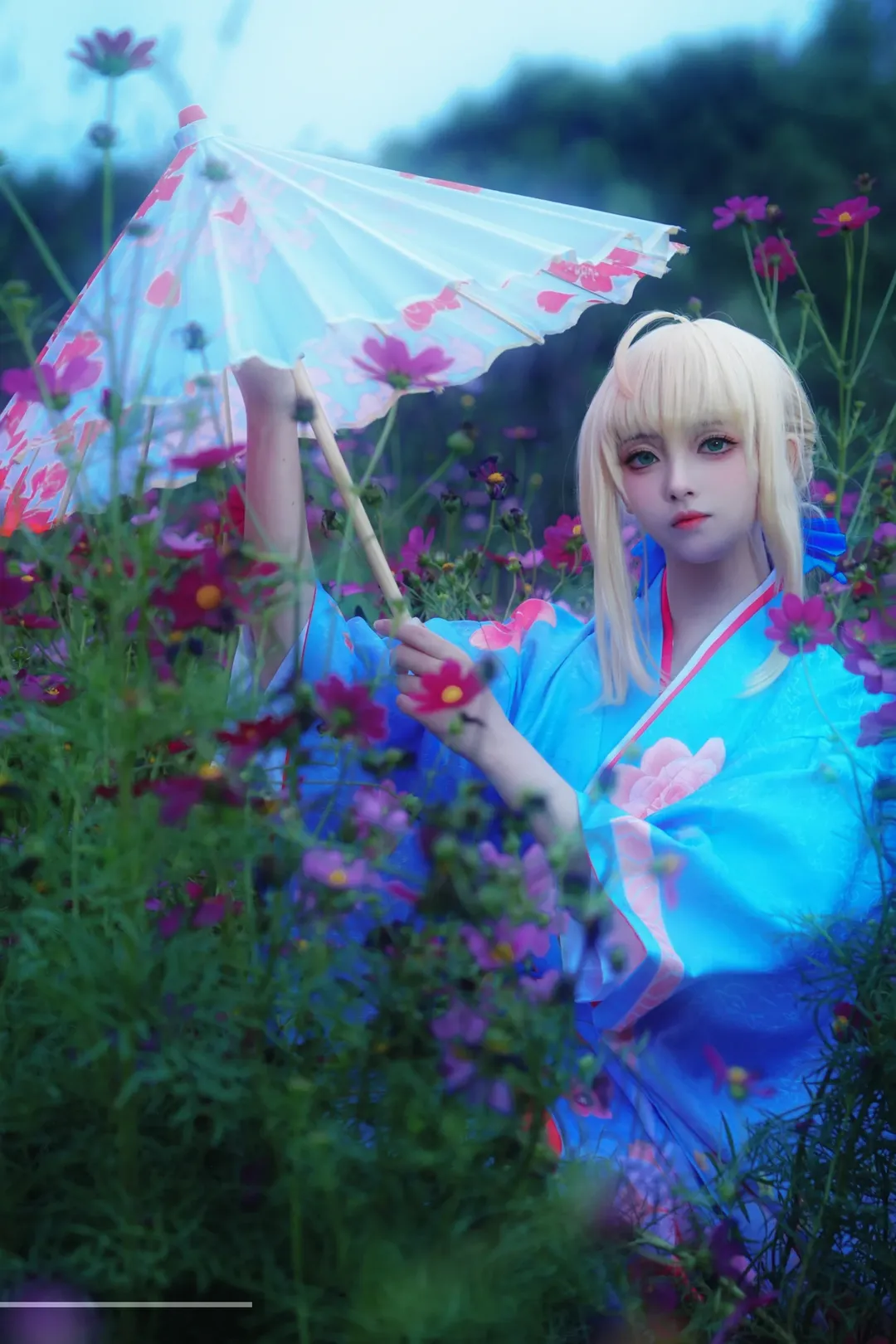 唯美摄影, Fate/Grand Order, 阿尔托莉雅cos, 花海, 和服 - 第6张
