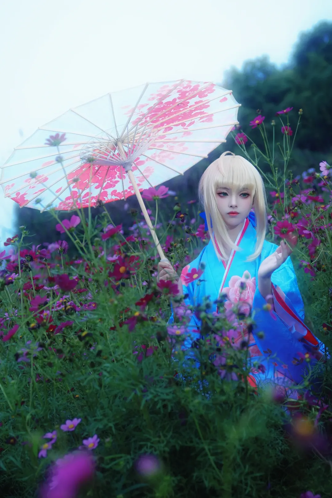 唯美摄影, Fate/Grand Order, 阿尔托莉雅cos, 花海, 和服 - 第7张