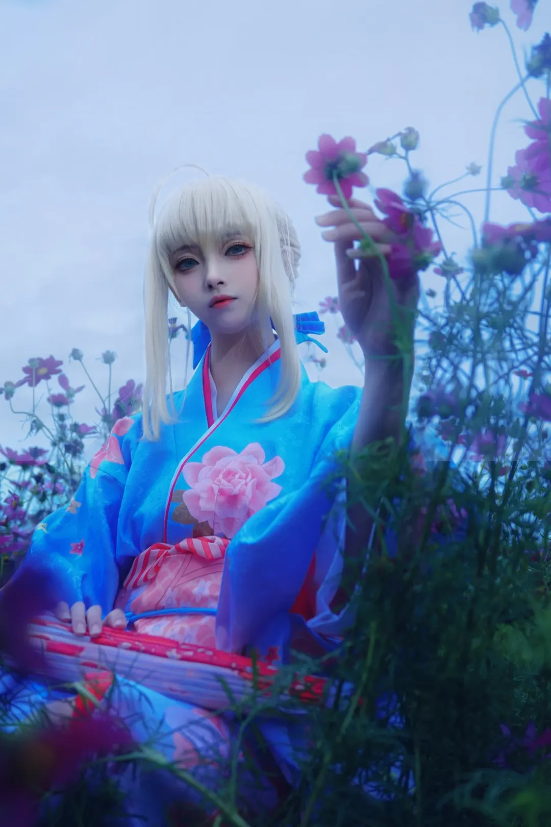 唯美摄影, Fate/Grand Order, 阿尔托莉雅cos, 花海, 和服 - 第9张
