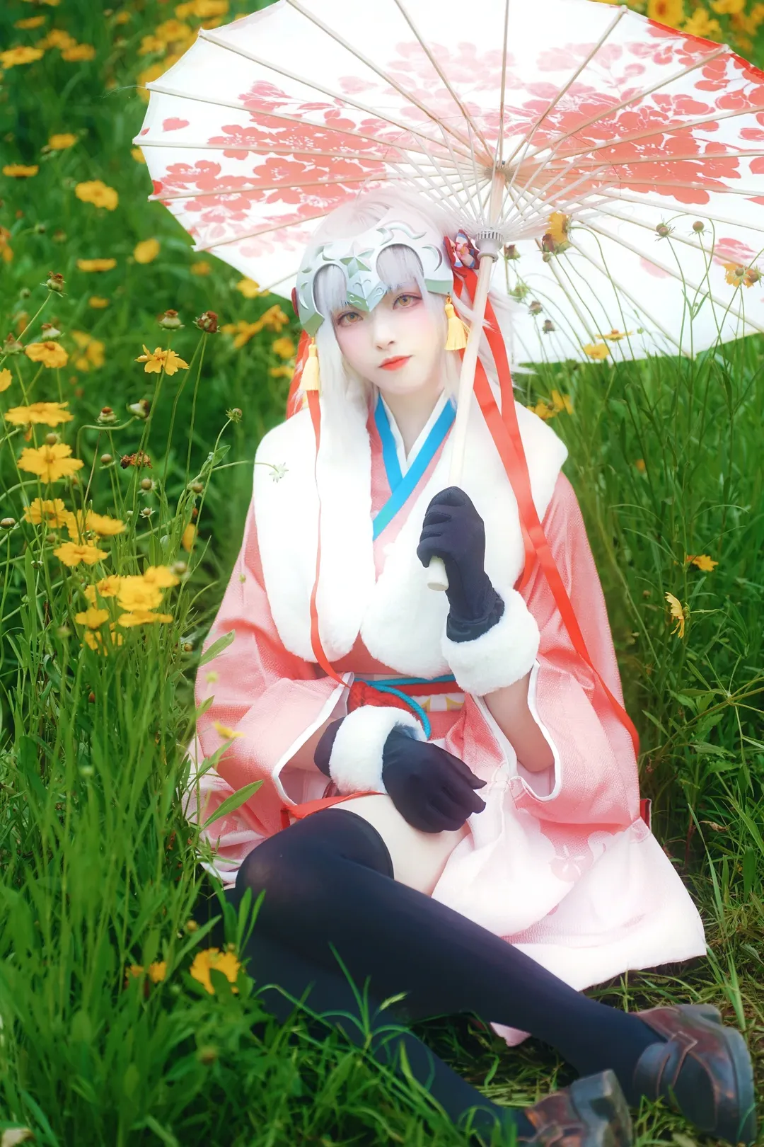 花海摄影, FGO, 黑丝cos, 幼贞cos, 春天外景
